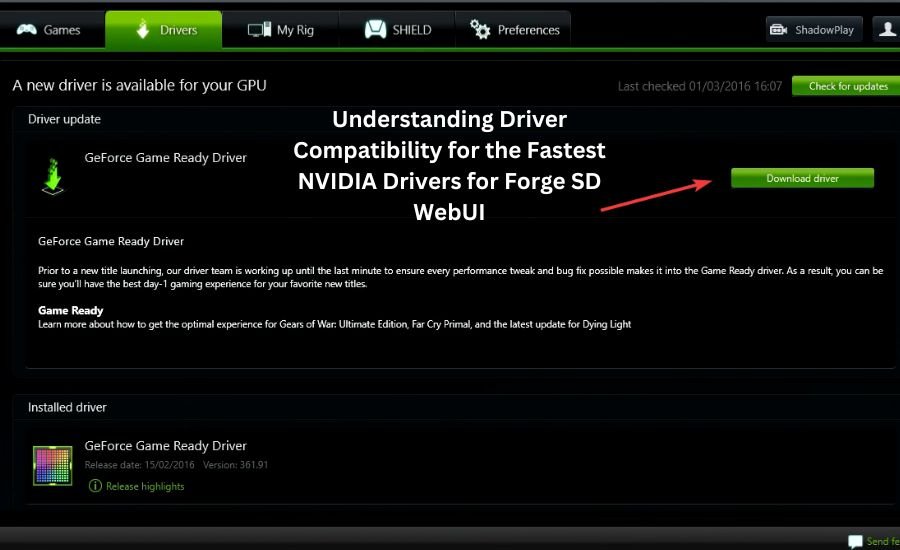 fastest nvidia drivers for forge sd webui