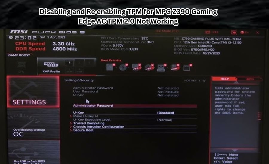 mpg z390 gaming edge ac tpm 2.0 not working