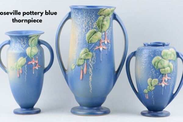 roseville pottery blue thornpiece