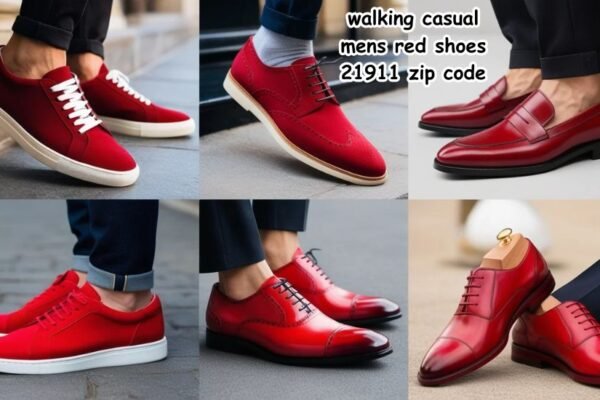 walking casual mens red shoes 21911 zip code