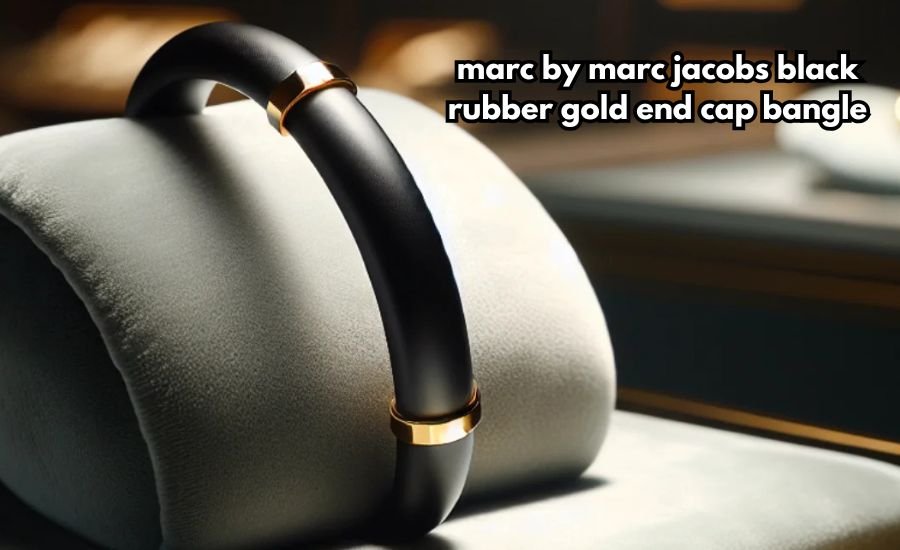 marc by marc jacobs black rubber gold end cap bangle