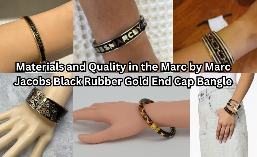 marc by marc jacobs black rubber gold end cap bangle