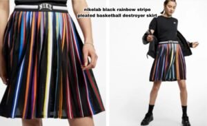 nikelab black rainbow stripe pleated basketball destroyer skirt