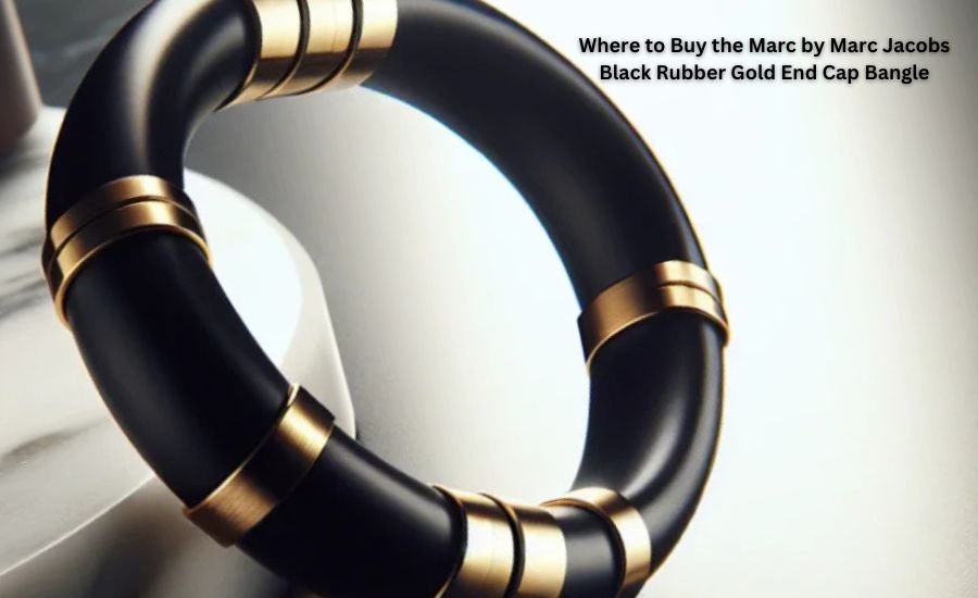 marc by marc jacobs black rubber gold end cap bangle