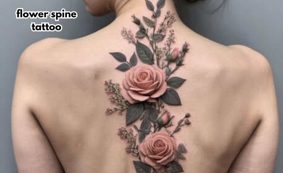 flower spine tattoo