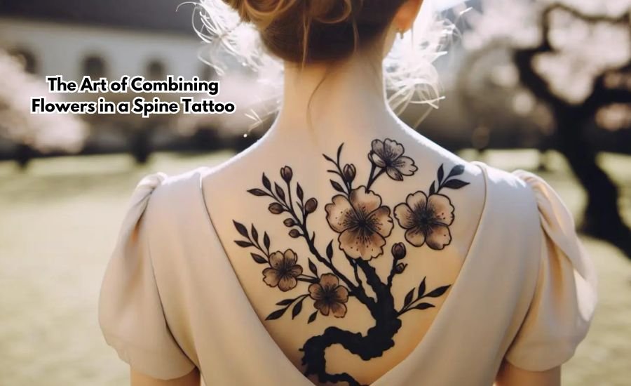 flower spine tattoo