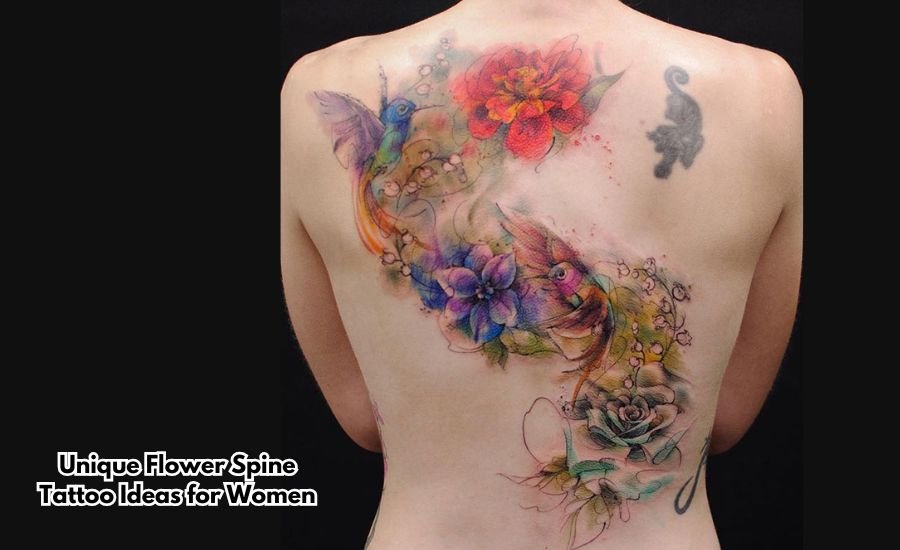 flower spine tattoo